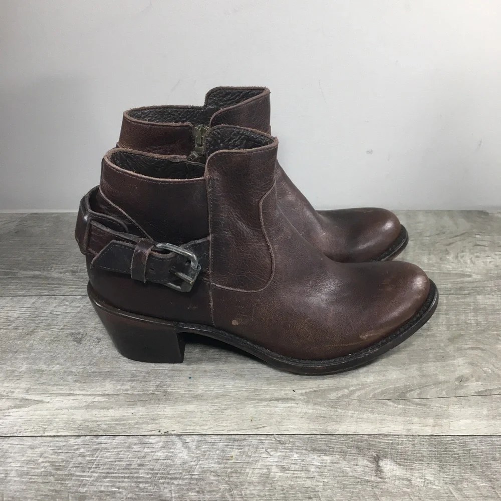 Women J B DILLON JBW1802 Sonora Buckle Oiled Leather Western Cowboy Boots Size 7